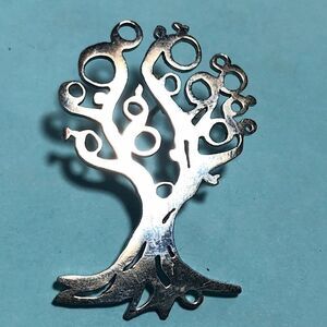 Stylized Tree Of Life, Die Cut Industrial Art Brooch